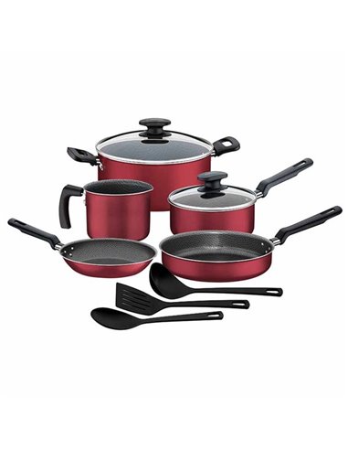 Batería De Cocina Verona Rojo 10 Piezas 27899098 Tramontina