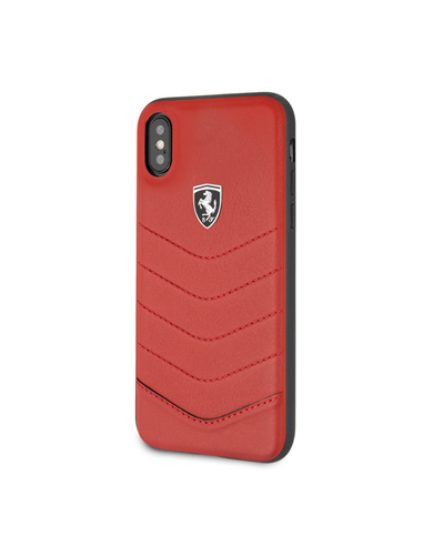 Case de Cuero Ferrari Logo Rojo para iPhone X/XS